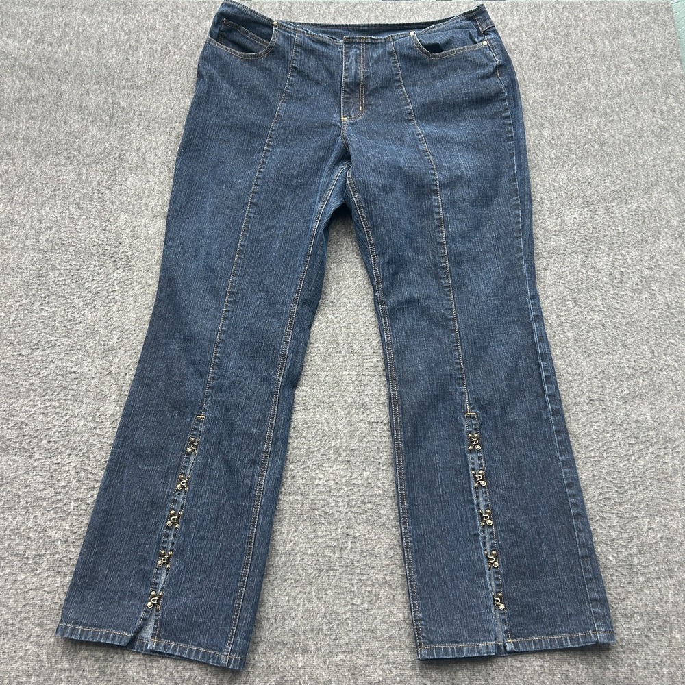Vintage FUBU Jeans 16W Y2K Dipped‎ V Waist Leg Buckles Streetwear Pants Hip Hop